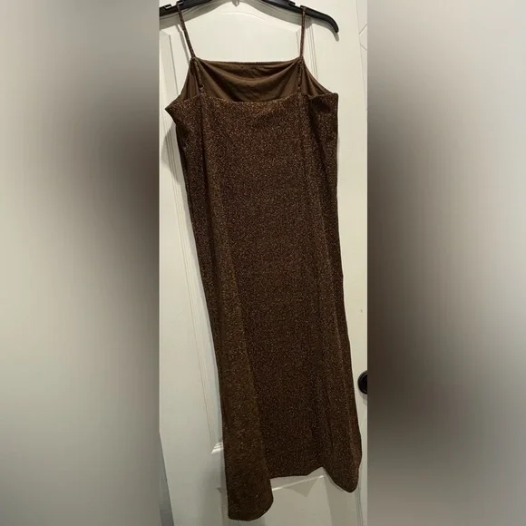 NEW HM Brown Gold Shimmery Dress MEDIUM - Picture 2 of 3